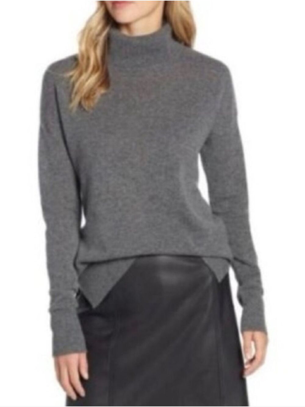 Halogen 100% Cashmere Gray Turtleneck Sweater, Size L